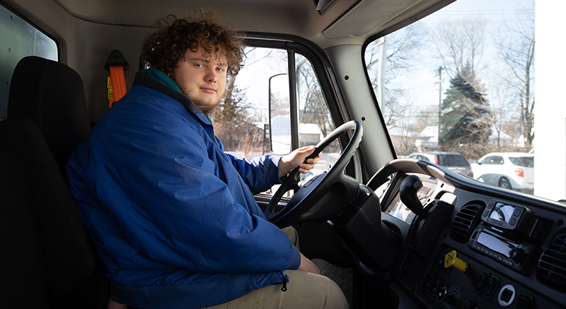 CERT High School student in CDL driver training at Great Lakes CCC in Racine