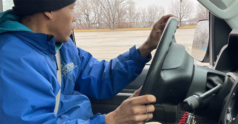 Great Lakes CCC CERT High School student practicing for their commercial driver's license.